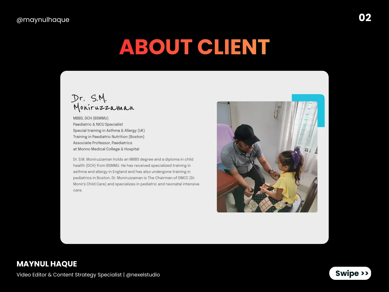Doctor Monir Child Care: 10 Months of Video & Content Strategy — slide 2 of 9